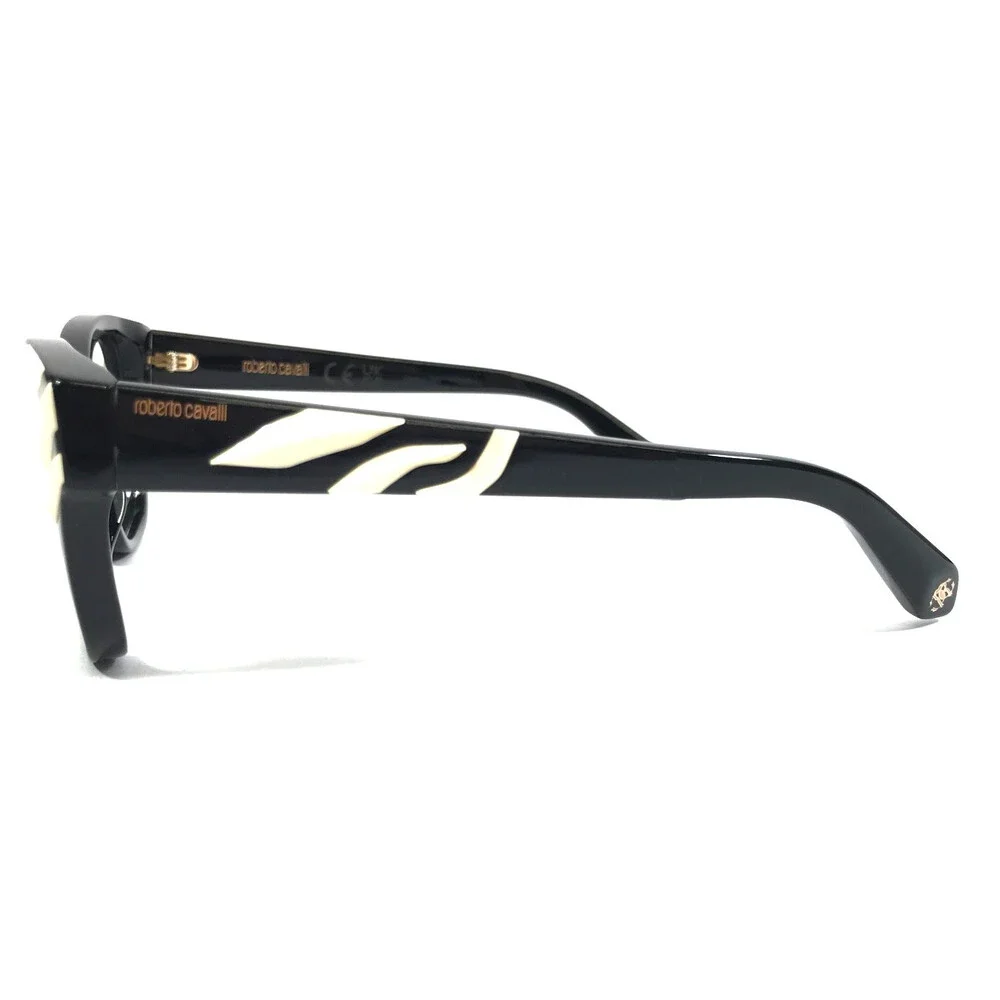 Roberto Cavalli Eyeglasses Frame VRC084M COL. 700Y Black Ivory Cat Eye 50-18-135
